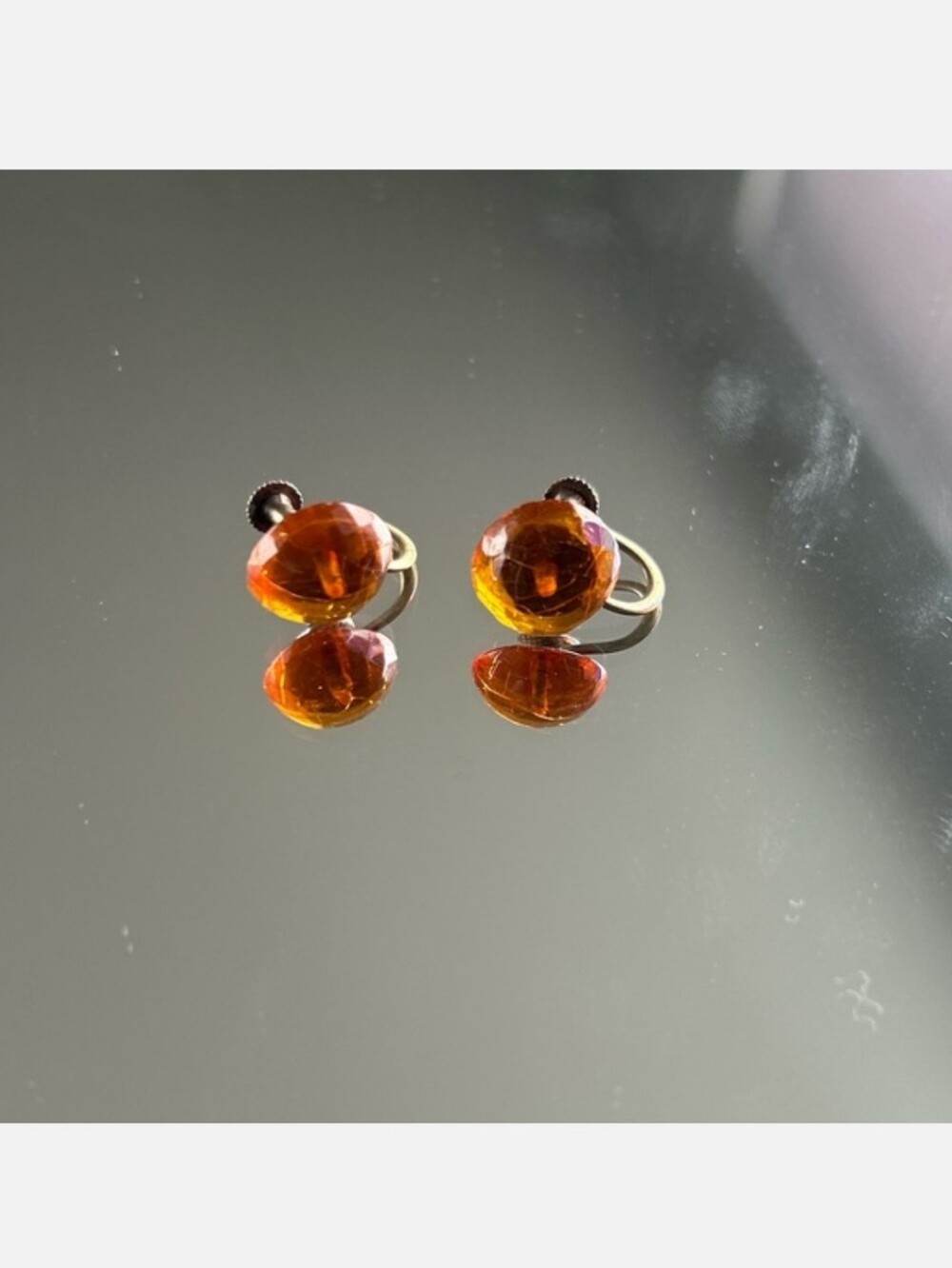 Amber Glass Vintage Screw Back Earrings